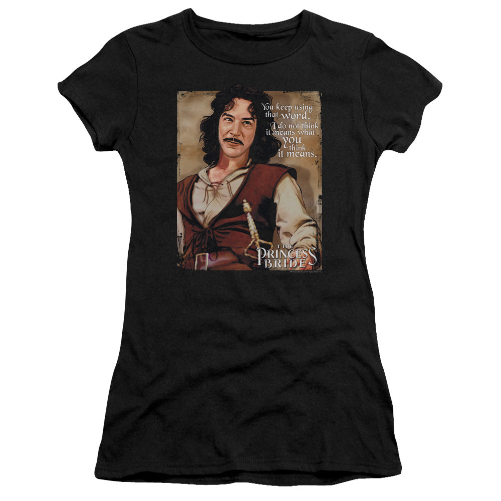 Princess Bride - Word - Short Sleeve Junior Sheer - Black T-shirt