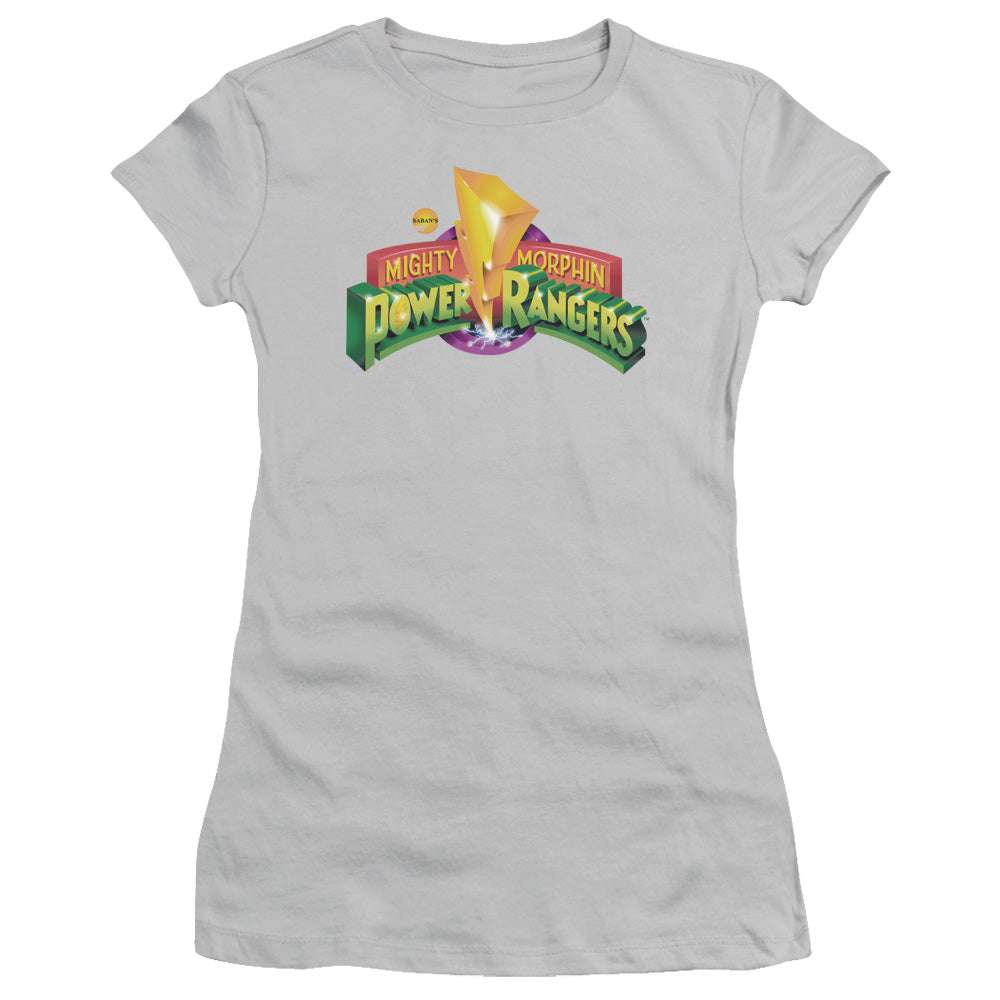 Power Rangers - Mmpr Logo - Short Sleeve Junior Sheer - Silver T-shirt