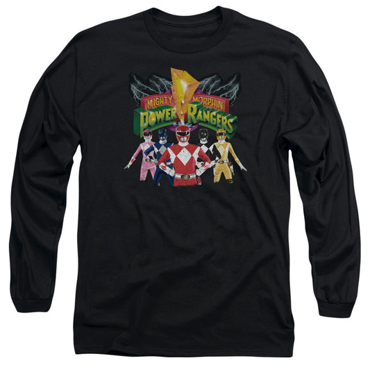 Power Rangers - Rangers Unite - Long Sleeve Adult 18/1 - Black T-shirt