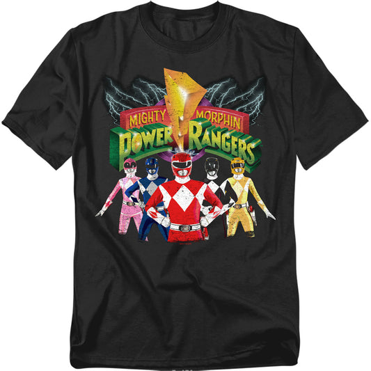 Power Rangers - Rangers Unite - Short Sleeve Adult 18/1 - Black T-shirt