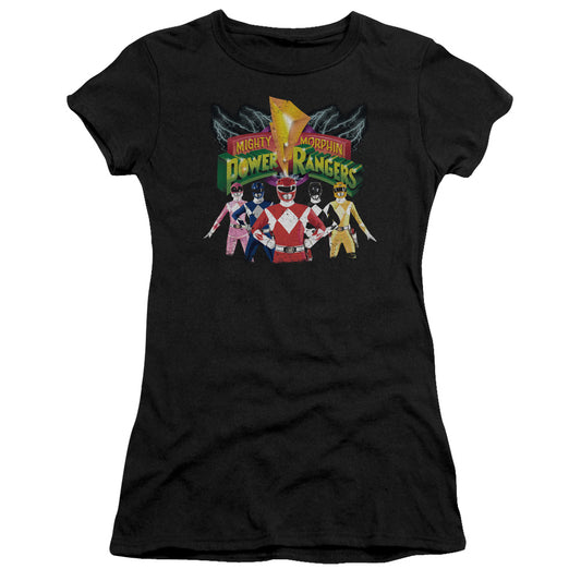 Power Rangers - Rangers Unite - Short Sleeve Junior Sheer - Black T-shirt