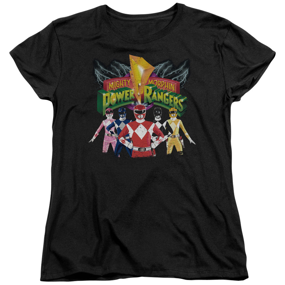 Power Rangers - Rangers Unite - Short Sleeve Womens Tee - Black T-shirt