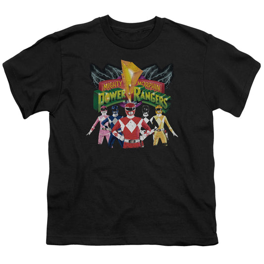 Power Rangers - Rangers Unite - Short Sleeve Youth 18/1 - Black T-shirt