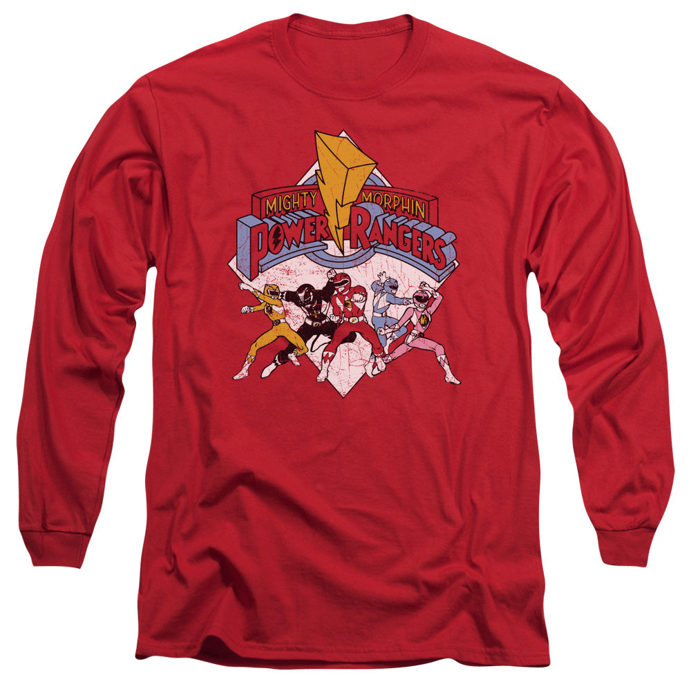 Power Rangers - Retro Rangers - Long Sleeve Adult 18/1 - Red T-shirt