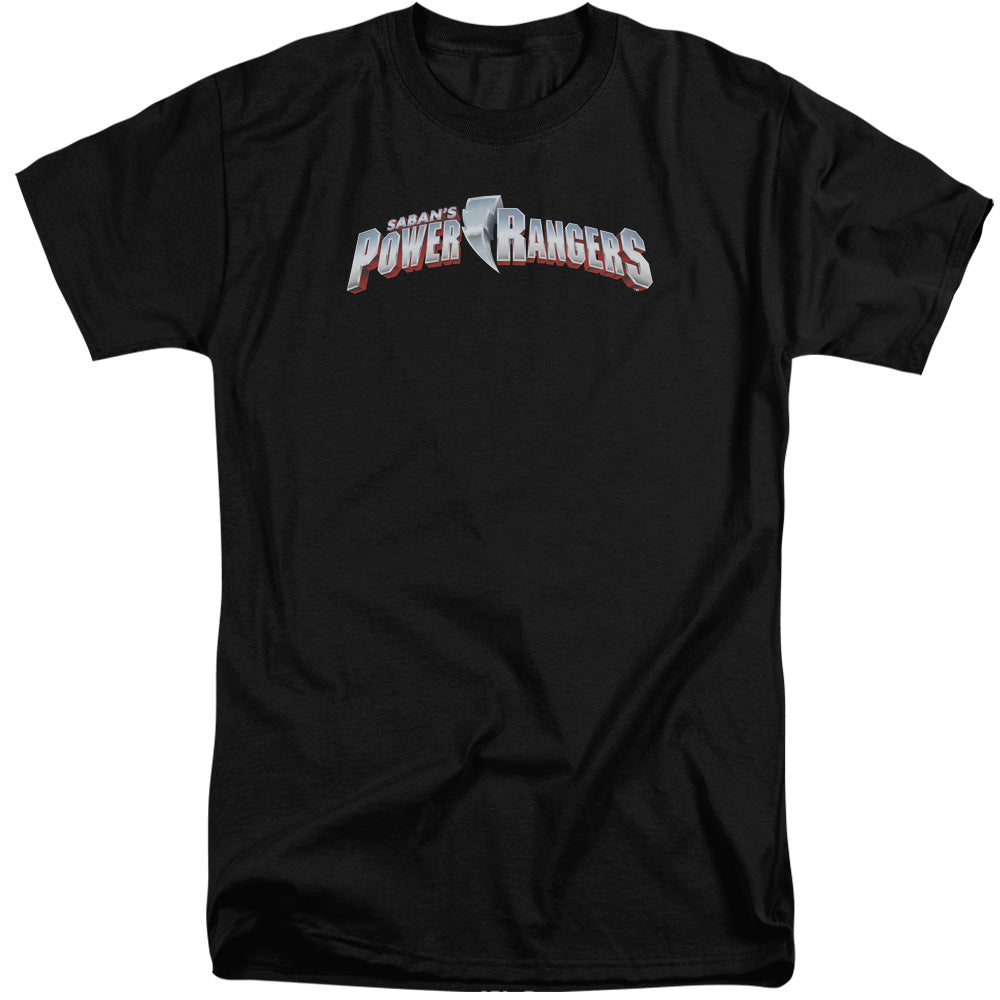 Power Rangers - New Logo - Short Sleeve Adult Tall - Black T-shirt