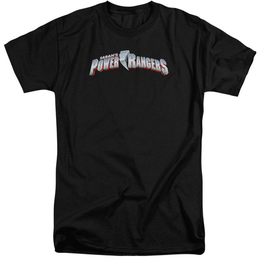 Power Rangers - New Logo - Short Sleeve Adult Tall - Black T-shirt