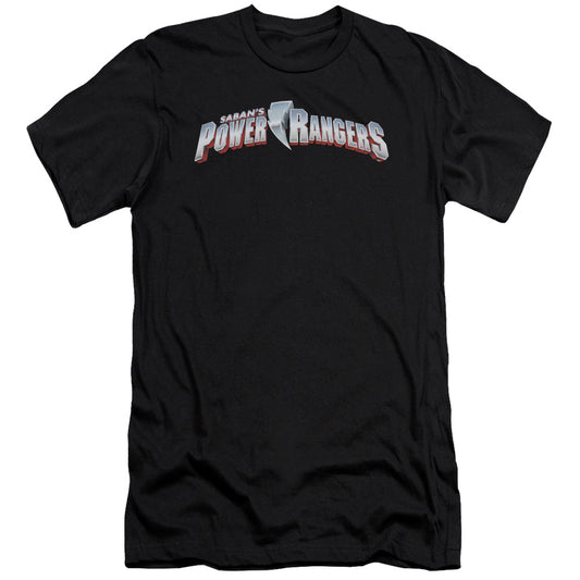 Power Rangers - New Logo - Short Sleeve Adult 30/1 - Black T-shirt