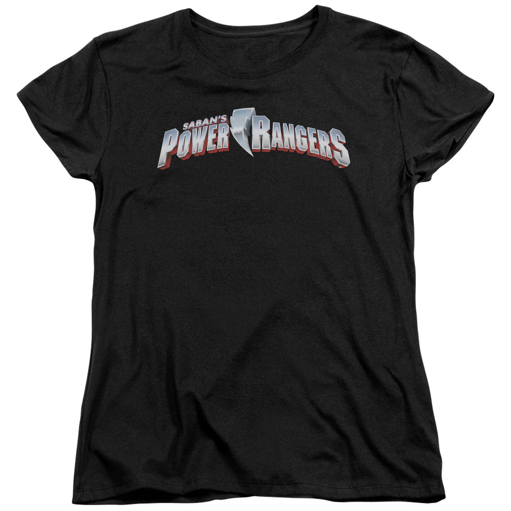 Power Rangers - New Logo - Short Sleeve Womens Tee - Black T-shirt