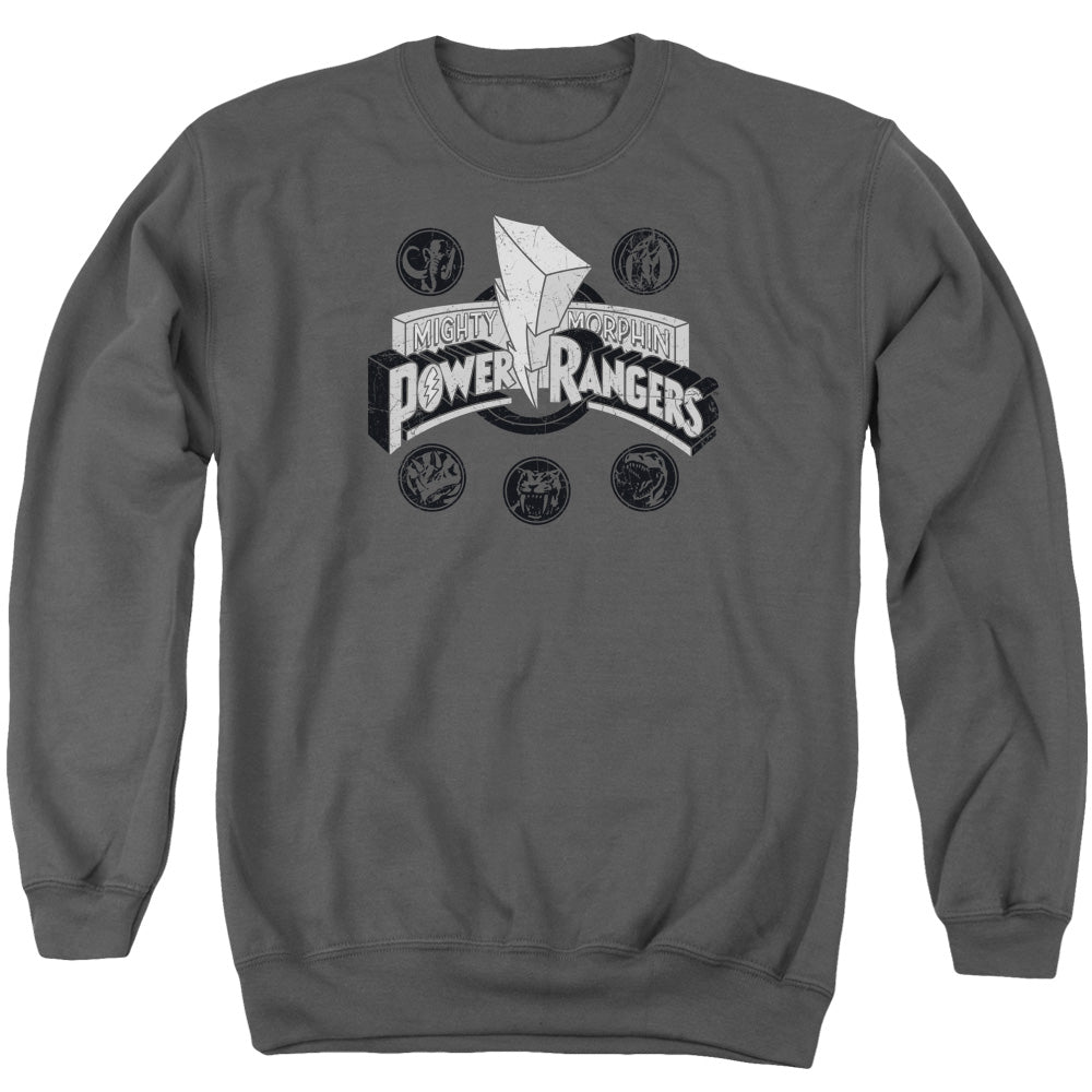 Power Rangers - Power Coins - Adult Crewneck Sweatshirt - Charcoal
