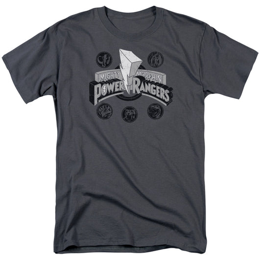 Power Rangers - Power Coins - Short Sleeve Adult 18/1 - Charcoal T-shirt