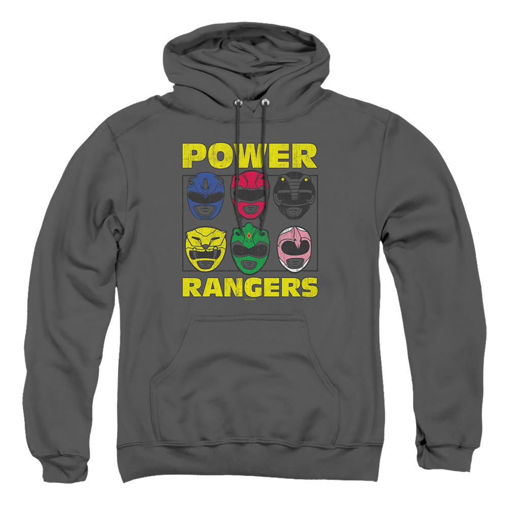 Power Rangers - Ranger Heads - Adult Pull-over Hoodie - Charcoal