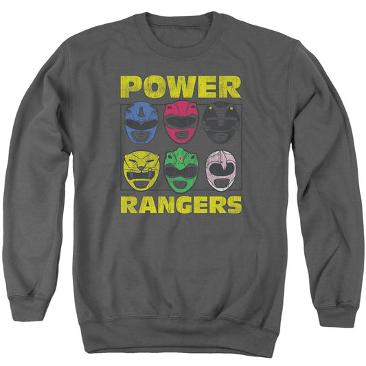 Power Rangers - Ranger Heads - Adult Crewneck Sweatshirt - Charcoal