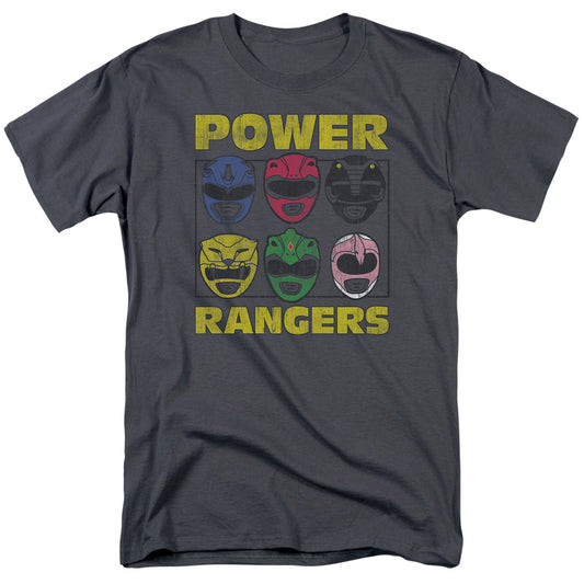 Power Rangers - Ranger Heads - Short Sleeve Adult 18/1 - Charcoal T-shirt