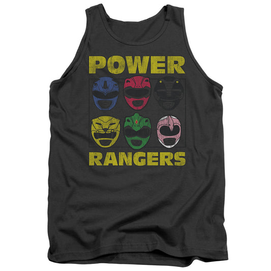 Power Rangers - Ranger Heads - Adult Tank - Charcoal