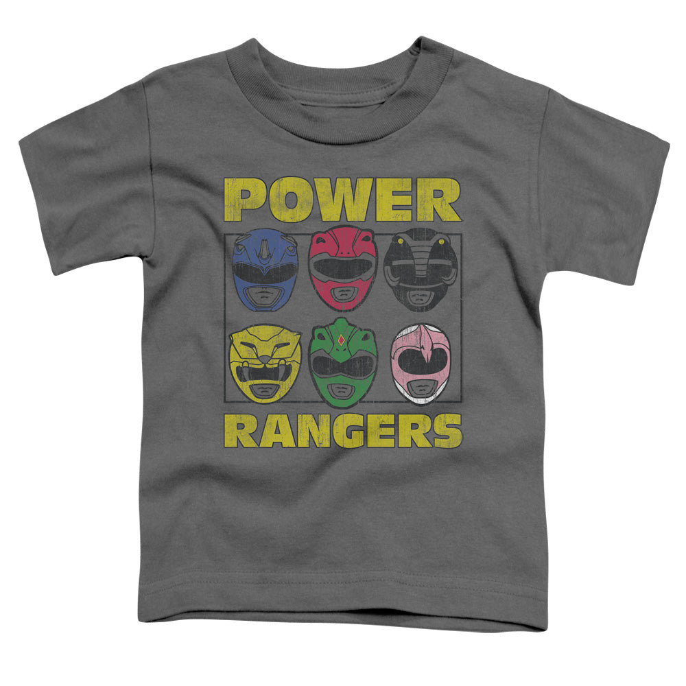 Power Rangers - Ranger Heads - Short Sleeve Toddler Tee - Charcoal T-shirt