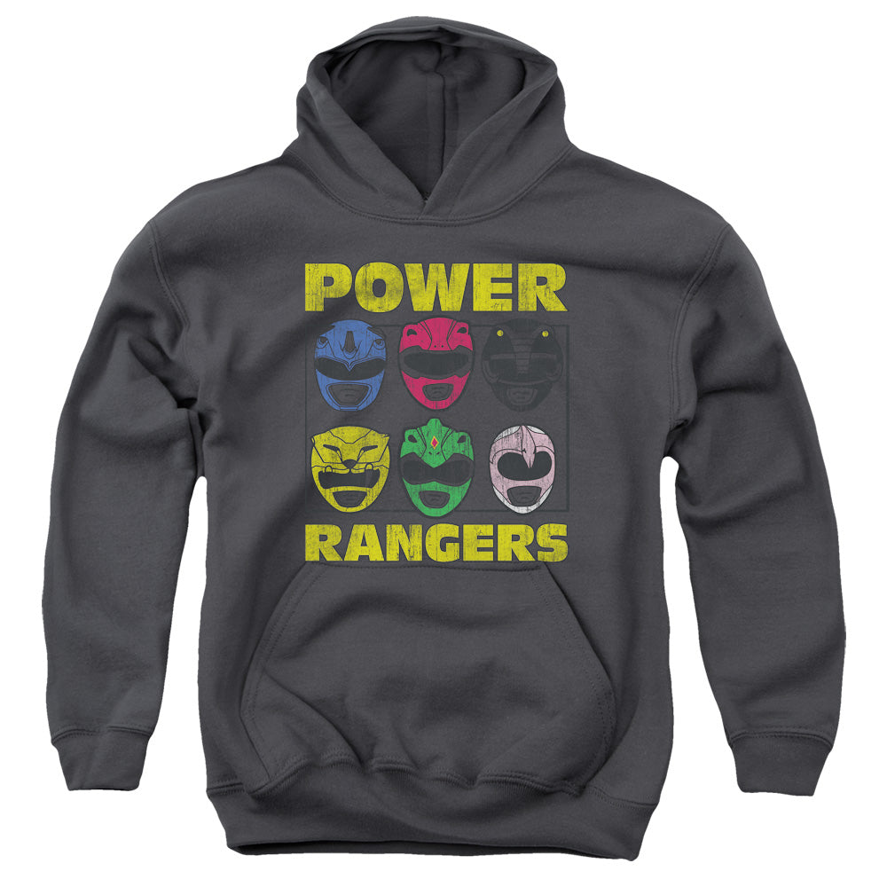 Power Rangers - Ranger Heads - Youth Pull-over Hoodie - Charcoal
