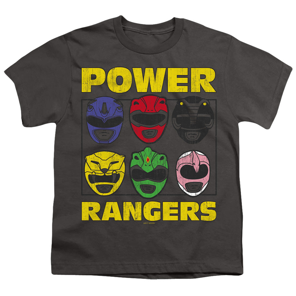 Power Rangers - Ranger Heads - Short Sleeve Youth 18/1 - Charcoal T-shirt