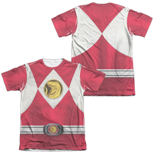 Power Rangers - Red Ranger Emblem (Front/back Print) - Adult Poly/cotton Short Sleeve Tee - White T-shirt