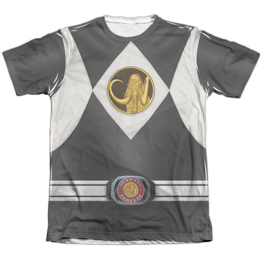 Power Rangers - Black Ranger Uniform - Adult Poly/cotton Short Sleeve Tee - White T-shirt