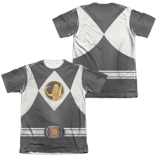 Power Rangers - Black Ranger Uniform (Front/back Print) - Adult Poly/cotton Short Sleeve Tee - White T-shirt