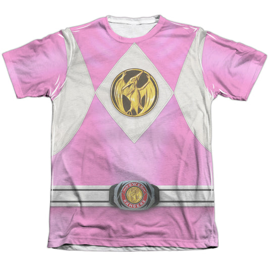 Power Rangers - Pink Ranger Emblem - Adult Poly/cotton Short Sleeve Tee - White T-shirt