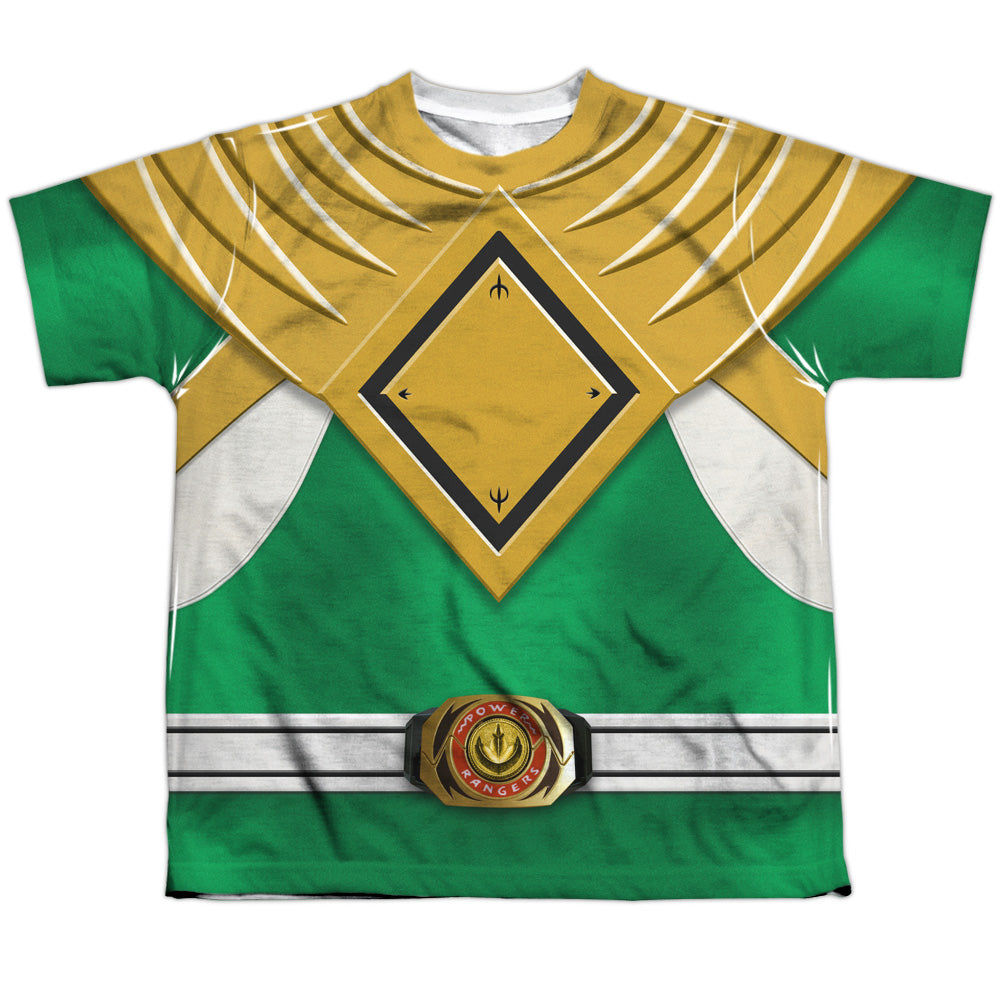 Power Rangers - Green Ranger - Short Sleeve Youth Poly Crew - White T-shirt