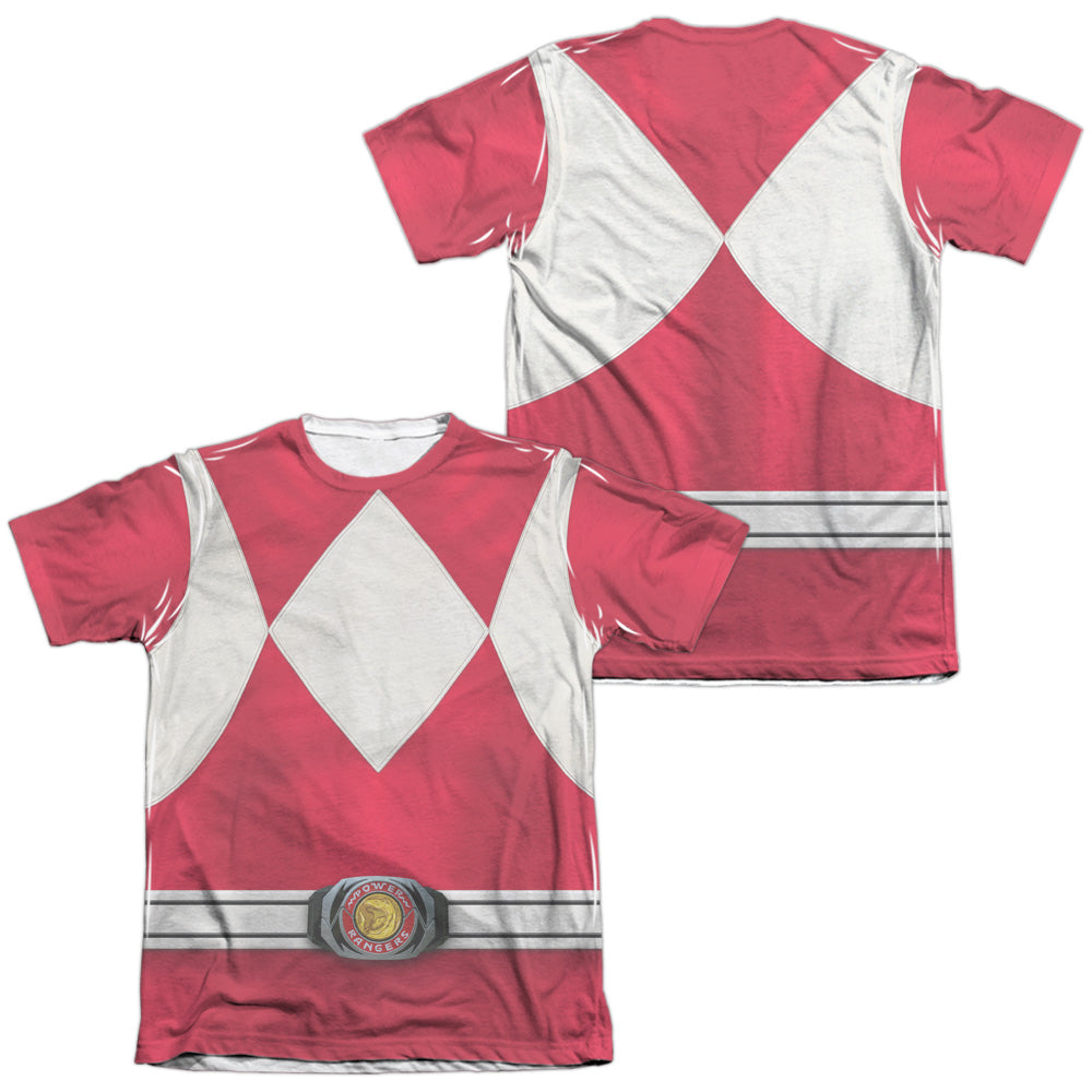 Power Rangers - Red Ranger (Front/back Print) - Adult Poly/cotton Short Sleeve Tee - White T-shirt