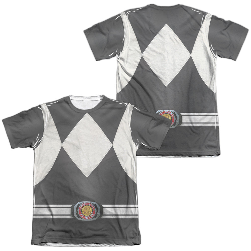Power Rangers - Black Ranger (Front/back Print) - Adult Poly/cotton Short Sleeve Tee - White T-shirt