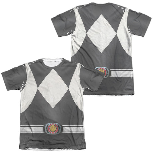 Power Rangers - Black Ranger (Front/back Print) - Adult Poly/cotton Short Sleeve Tee - White T-shirt