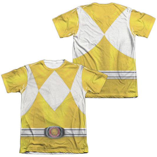 Power Rangers - Yellow Ranger (Front/back Print) - Adult Poly/cotton Short Sleeve Tee - White T-shirt