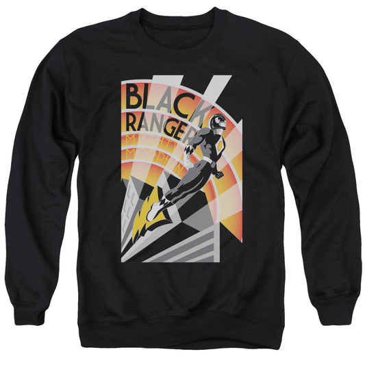 Power Rangers - Black Ranger Deco - Adult Crewneck Sweatshirt - Black