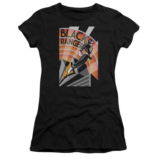Power Rangers - Black Ranger Deco - Short Sleeve Junior Sheer - Black T-shirt