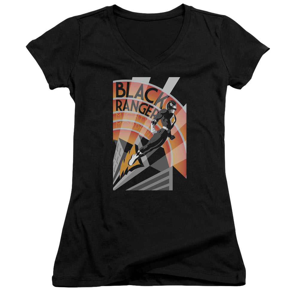 Power Rangers - Black Ranger Deco-junior V-neck - Black