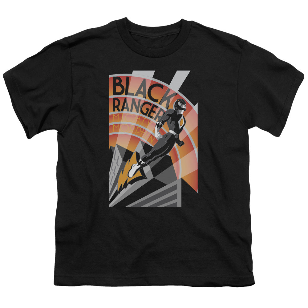 Power Rangers - Black Ranger Deco - Short Sleeve Youth 18/1 - Black T-shirt