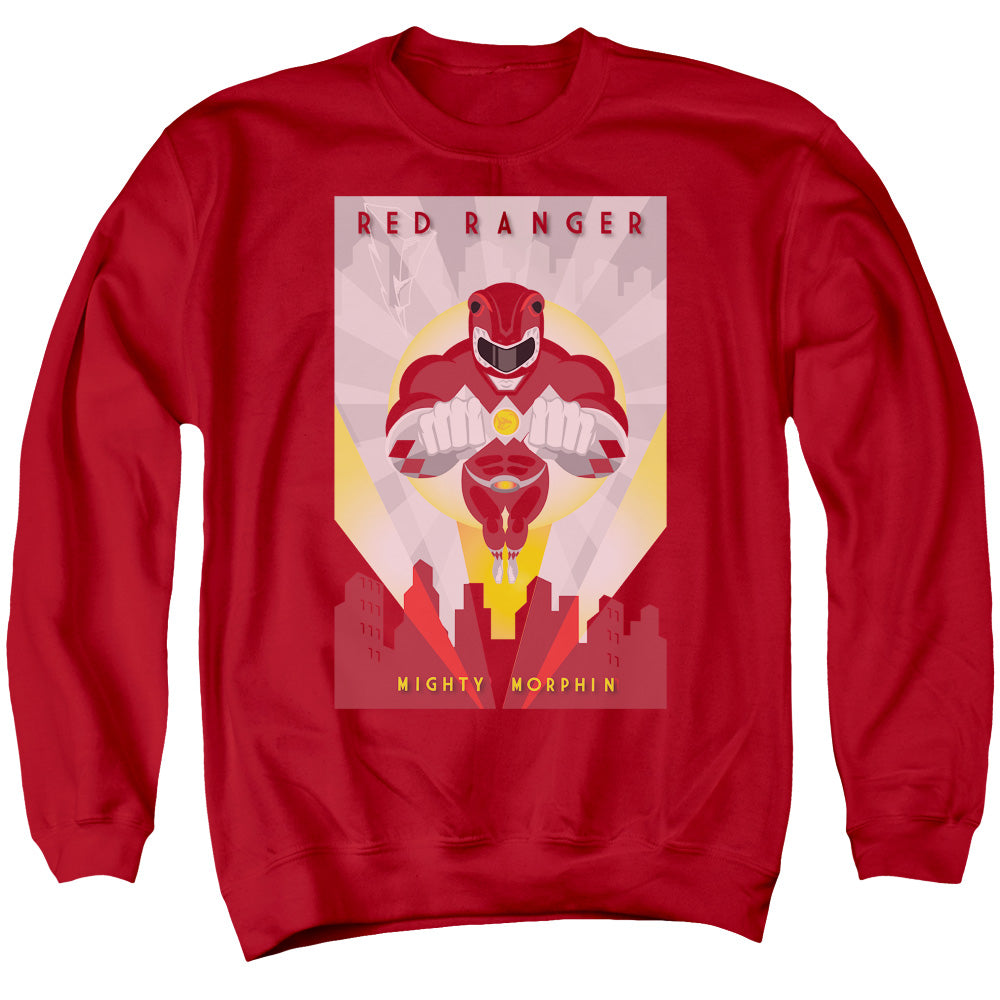 Power Rangers - Red Deco - Adult Crewneck Sweatshirt - Red