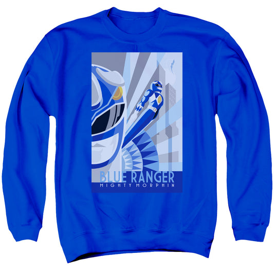 Power Rangers - Blue Ranger Deco - Adult Crewneck Sweatshirt - Royal Blue