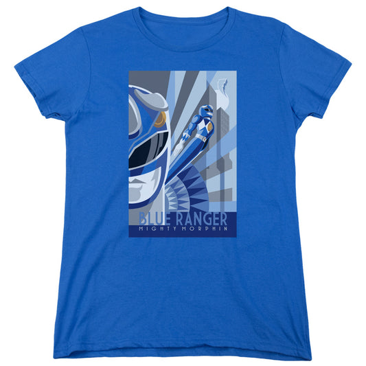 Power Rangers - Blue Ranger Deco - Short Sleeve Womens Tee - Royal Blue T-shirt