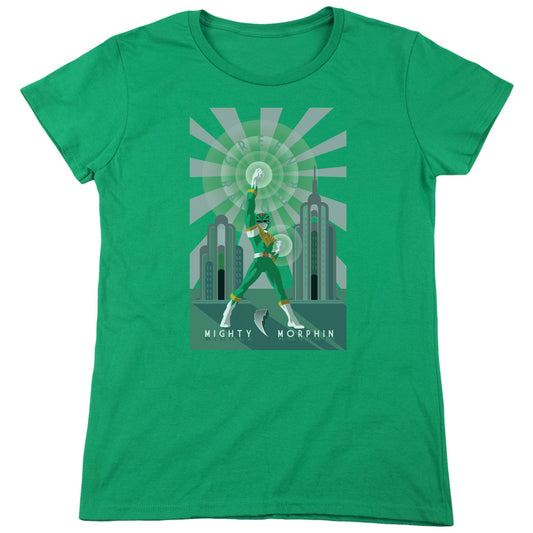 Power Rangers - Green Ranger Deco - Short Sleeve Womens Tee - Kelly Green T-shirt