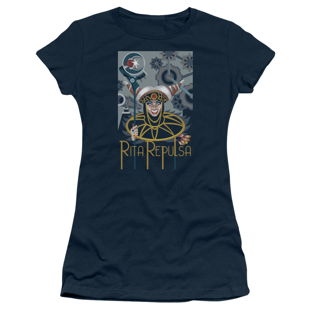 Power Rangers - Rita Deco - Short Sleeve Junior Sheer - Navy T-shirt