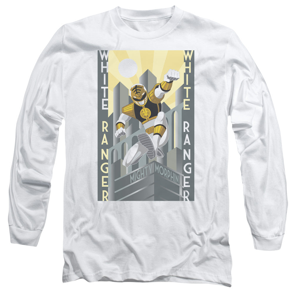 Power Rangers - White Ranger Deco - Long Sleeve Adult 18/1 - White T-shirt