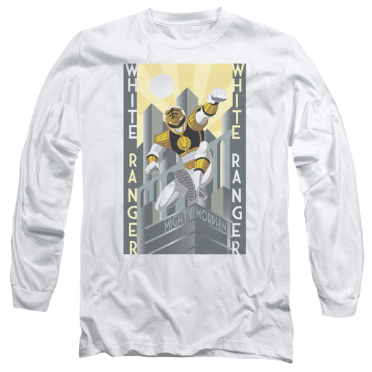 Power Rangers - White Ranger Deco - Long Sleeve Adult 18/1 - White T-shirt