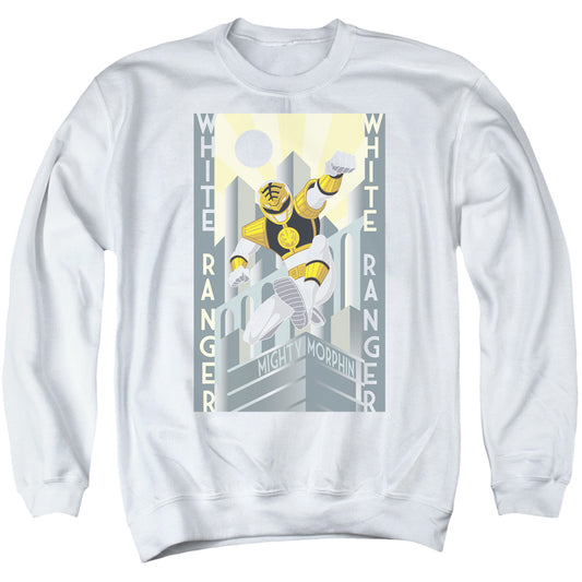 Power Rangers - White Ranger Deco - Adult Crewneck Sweatshirt - White