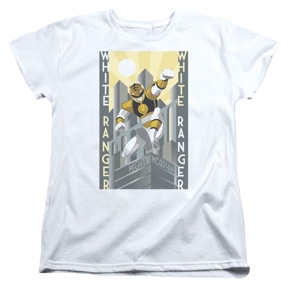Power Rangers - White Ranger Deco - Short Sleeve Womens Tee - White T-shirt