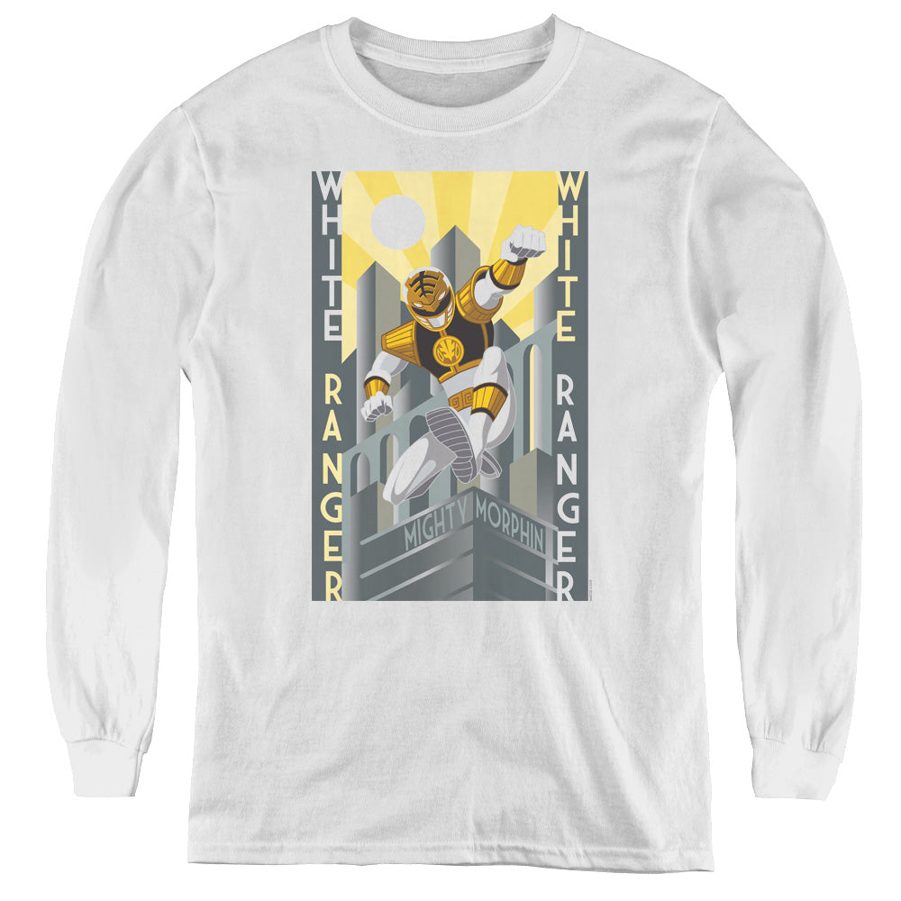 Power Rangers - White Ranger Deco - Youth Long Sleeve Tee - White
