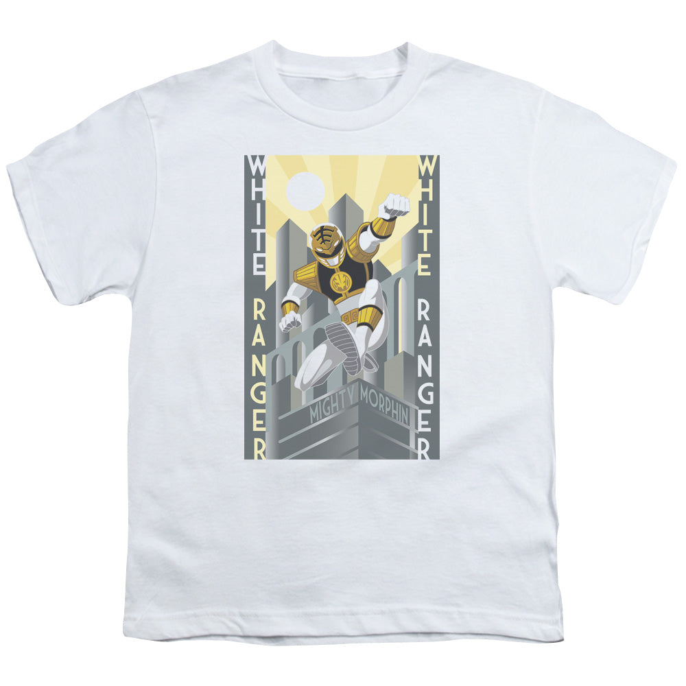 Power Rangers - White Ranger Deco - Short Sleeve Youth 18/1 - White T-shirt