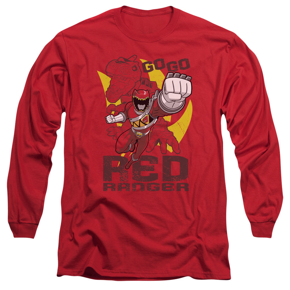 Power Rangers - Go Red - Long Sleeve Adult 18/1 - Red T-shirt