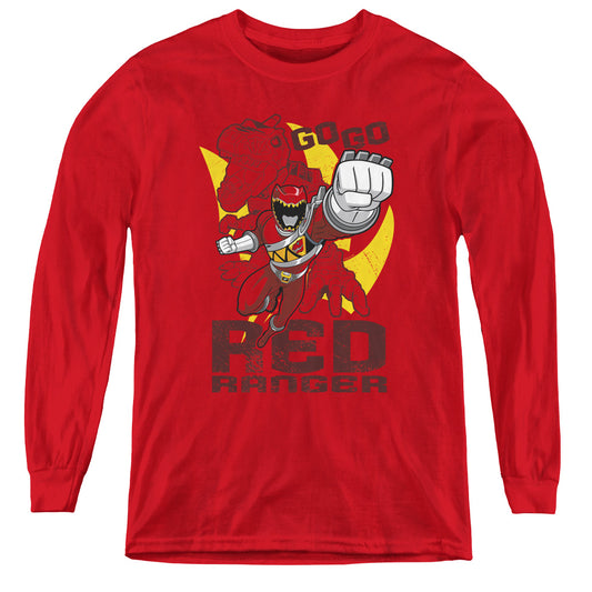Power Rangers - Go Red - Youth Long Sleeve Tee - Red