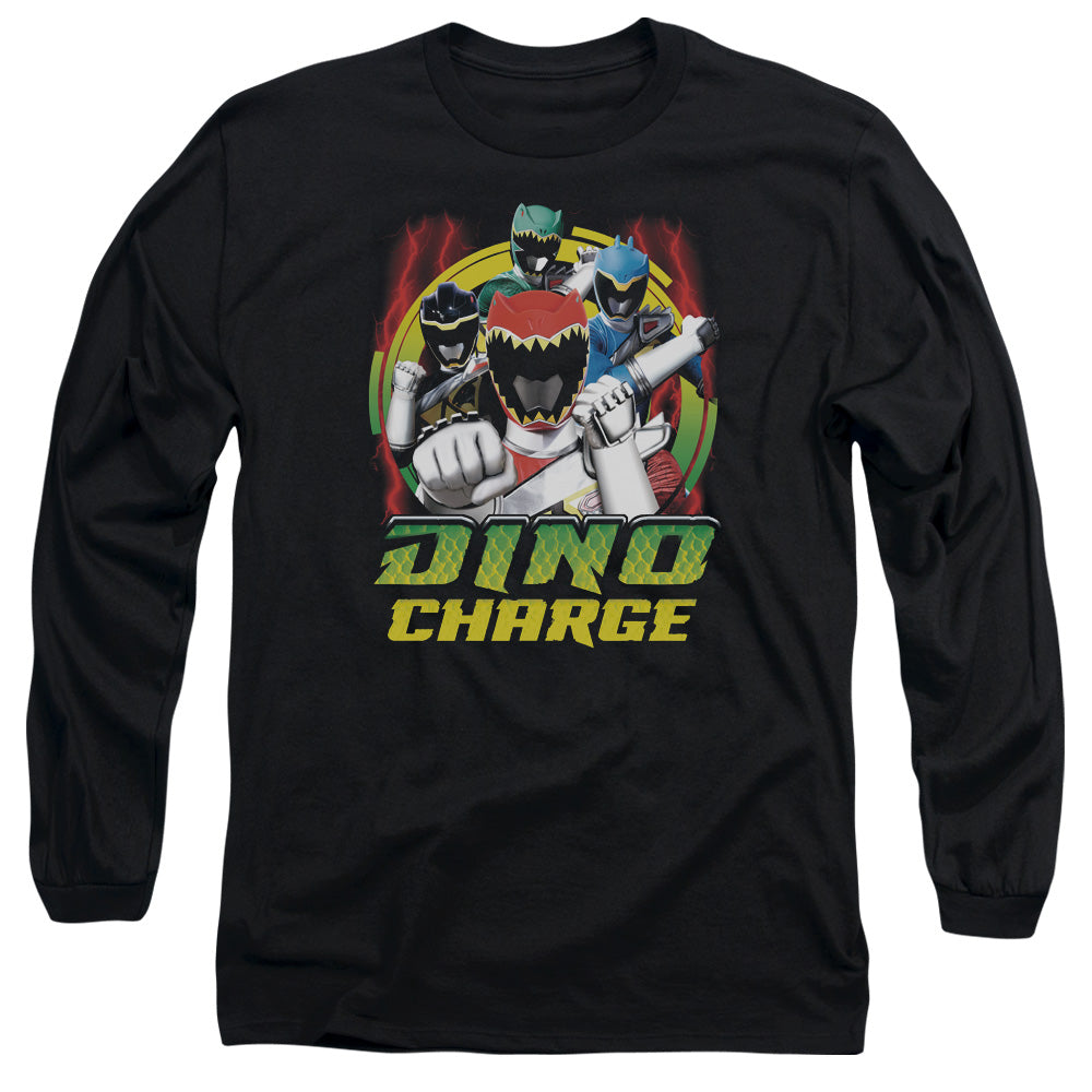 Power Rangers - Dino Lightning - Long Sleeve Adult 18/1 - Black T-shirt