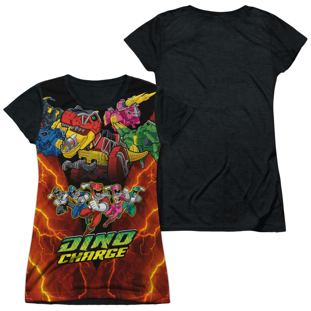 Power Rangers - Zord Power - Short Sleeve Junior Poly Black Back - White T-shirt