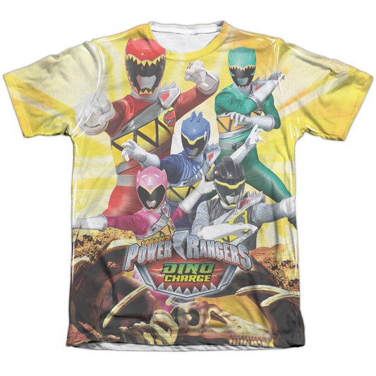 Power Rangers - Charged For Battle - Adult Poly/cotton Short Sleeve Tee - White T-shirt